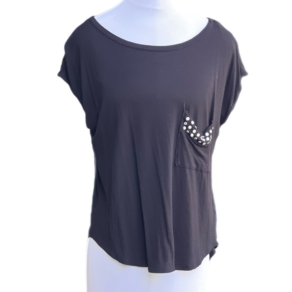 Forever 21 Black Short Sleeves Shirt Large Exellent Pocket Loose Fit - Picture 1 of 6